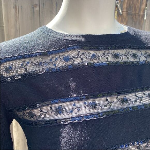 Mango black lightweight sweater with lace detailing size XS - Picture 4 of 6
